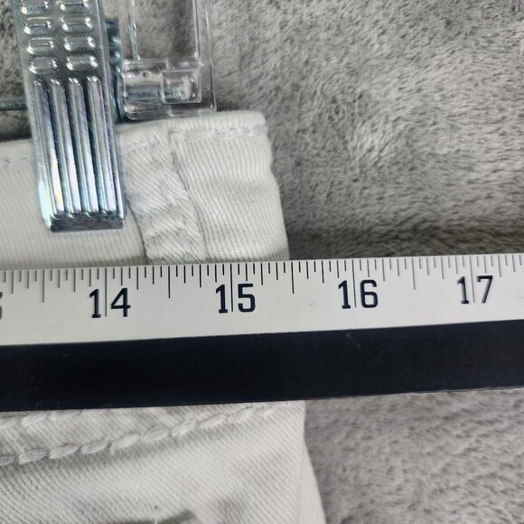 Women's White Cato Distressed Rolled Cuff Jeans Rhinestone Button Mid Rise 4 - Picture 12 of 15